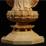 Wooden pharmacist Large Buddha statue Solid wood carving Lotus Tower Home living room decoration crafts  43cm / 16.89 in
