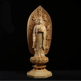 Wooden pharmacist Large Buddha statue Solid wood carving Lotus Tower Home living room decoration crafts  43cm / 16.89 in