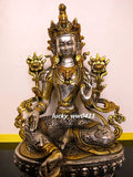 Pure copper, Tibetan Buddhism, Green Tara statue, bronze sculpture of Buddha, buddhist figure, Bodhisattva Tara figurine~