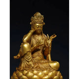 Statue Boudha collection du Temple du Tibet, vieux Bronze doré, cinabre, Six bras Guanyin rétro-éclairé