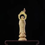 Solid wood carving Ksitigarbha Decorative statue ，Hand-carved，Chinese Buddha Statue Home Living Room Feng Shui Decoration