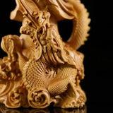 Natural Wood Dragon Guanyin Buddha Statue, Traditional Hand-carved  Chinese Buddhist Figures Home Living Room Feng Shui Statue