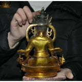 Old Tibetan Buddhism Bronze gilt Yellow Jambhala Mammon Wealth god Buddha Statue